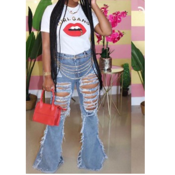 Super flare frayed Jeans - Picture 4 of 6